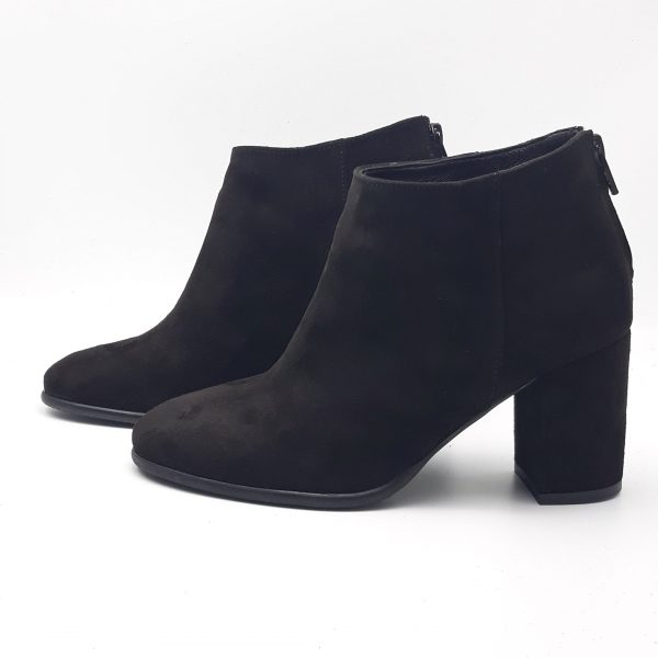 Botine dama din piele naturala intoarsa neagra