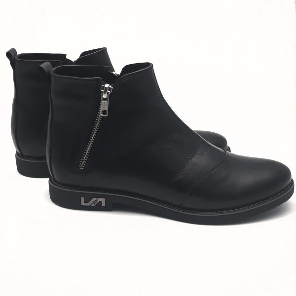 Ghete dama din piele naturala neagra - imagine 3