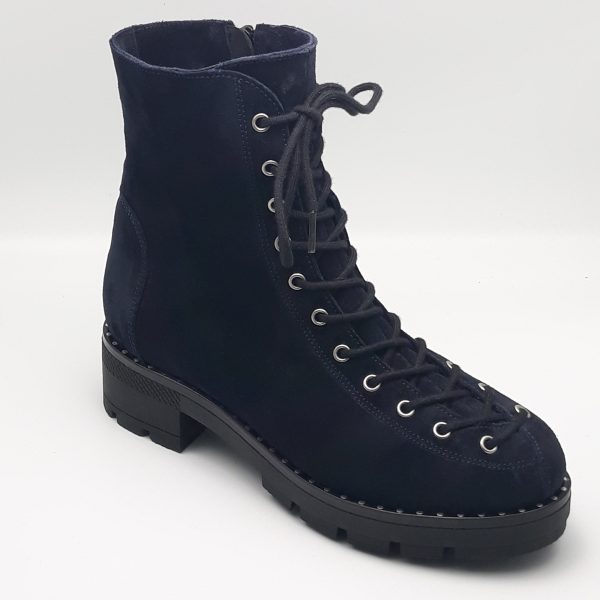 Ghete dama piele naturala intoarsa bleumarin - imagine 2