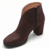 Botine dama din piele naturala nabuc bordo - imagine 3