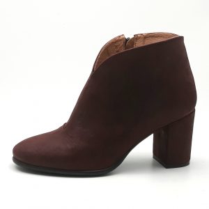 Botine dama din piele naturala nabuc bordo