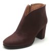 Botine dama din piele naturala nabuc bordo - imagine 2