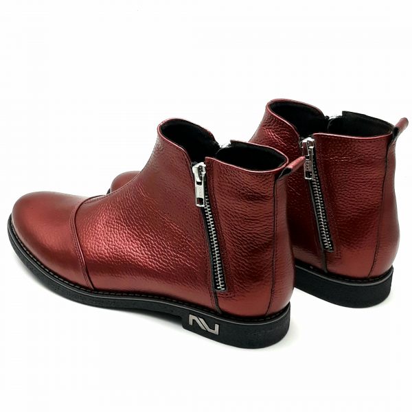 Ghete dama piele naturala bizonata bordo - imagine 3