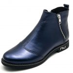 Ghete dama piele naturala bizonata albastru sidef