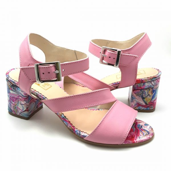 Sandale dama din piele naturala roz - imagine 2