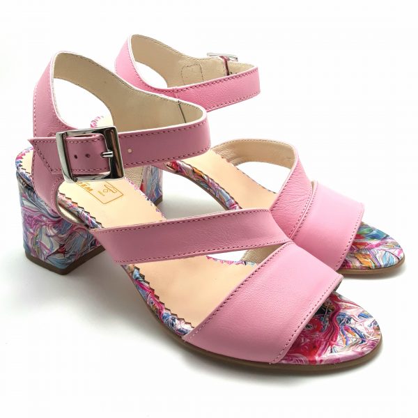 Sandale dama din piele naturala roz - imagine 3