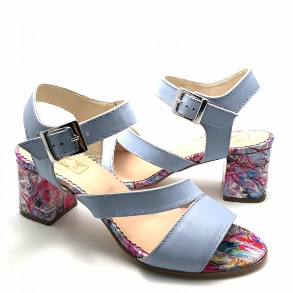 Sandale dama din piele naturala bleu - imagine 2
