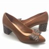 Pantofi dama din piele naturala maro cu fundita - imagine 2