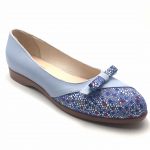 Balerini dama din piele naturala bleu