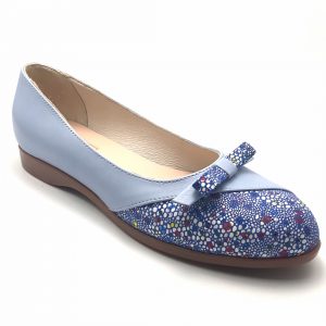 Balerini dama din piele naturala bleu