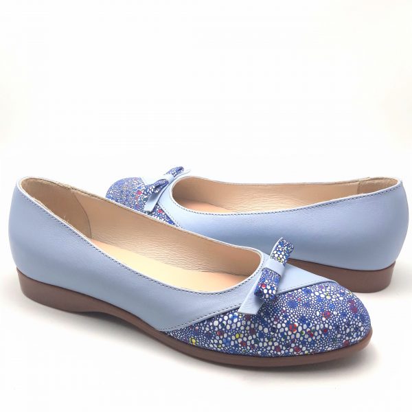 Balerini dama din piele naturala bleu - imagine 2