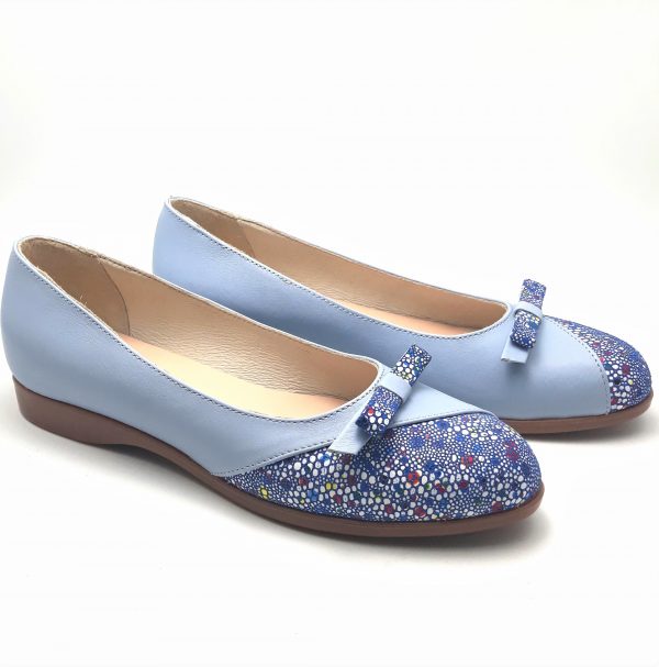 Balerini dama din piele naturala bleu - imagine 3