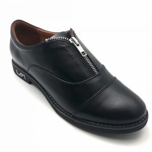 Pantofi dama cu fermoar din piele naturala neagra