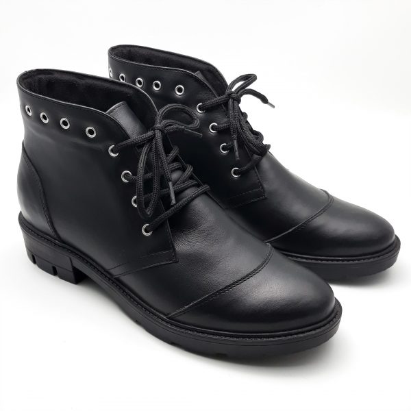 Ghete dama din piele naturala neagra - imagine 3