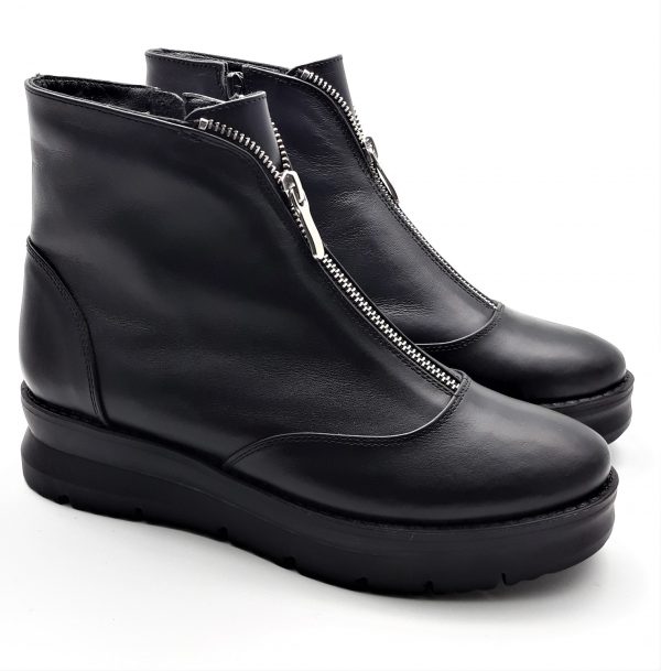 Ghete dama din piele naturala neagra - imagine 2