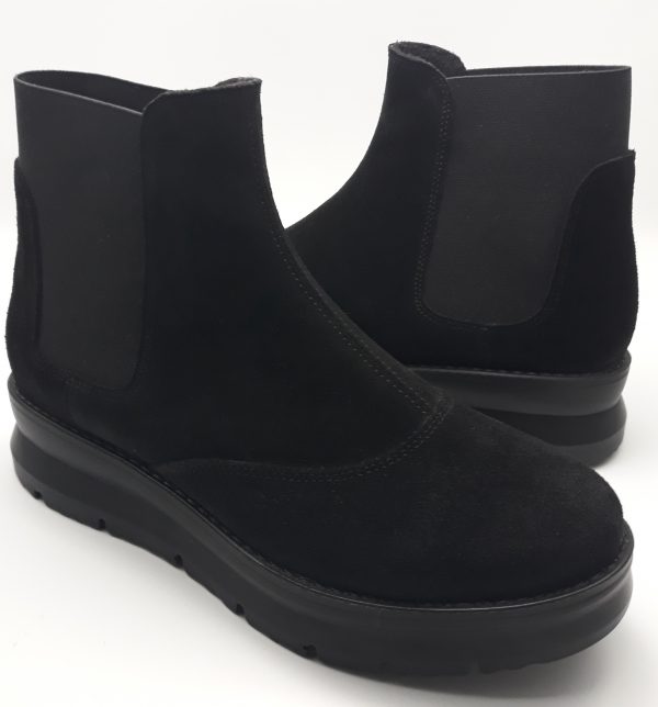Ghete dama din piele naturala intoarsa neagra - imagine 3