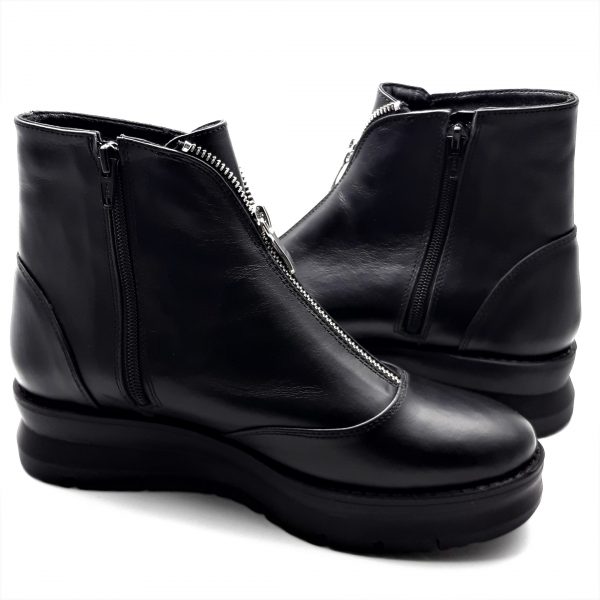 Ghete dama din piele naturala neagra - imagine 3
