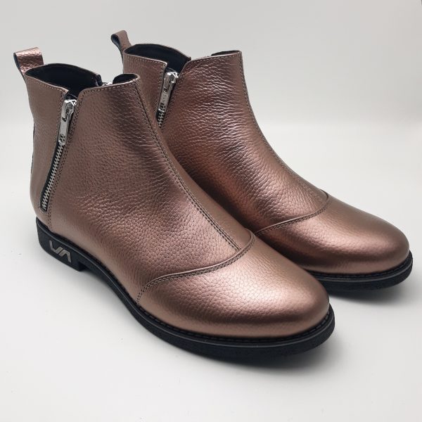 Ghete dama piele naturala bizonata rose gold - imagine 3
