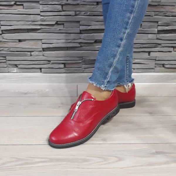 Pantofi dama cu fermoar din piele naturala bizonata diferite culori - imagine 9