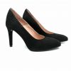 Pantofi dama stiletto din piele intoarsa neagra - imagine 2