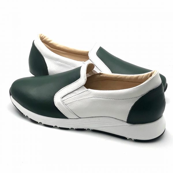 Pantofi dama sport din piele verde si alba - imagine 3