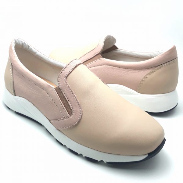 Pantofi dama sport din piele nude si roz pal - imagine 3