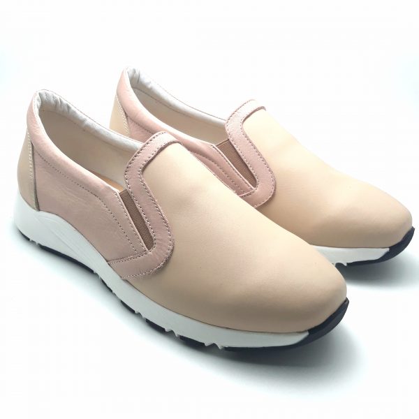 Pantofi dama sport din piele nude si roz pal - imagine 2