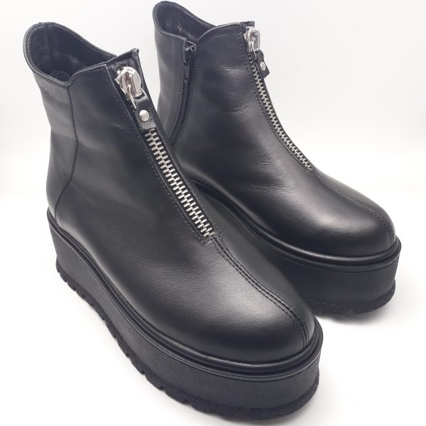 Ghete dama din piele naturala neagra - imagine 3
