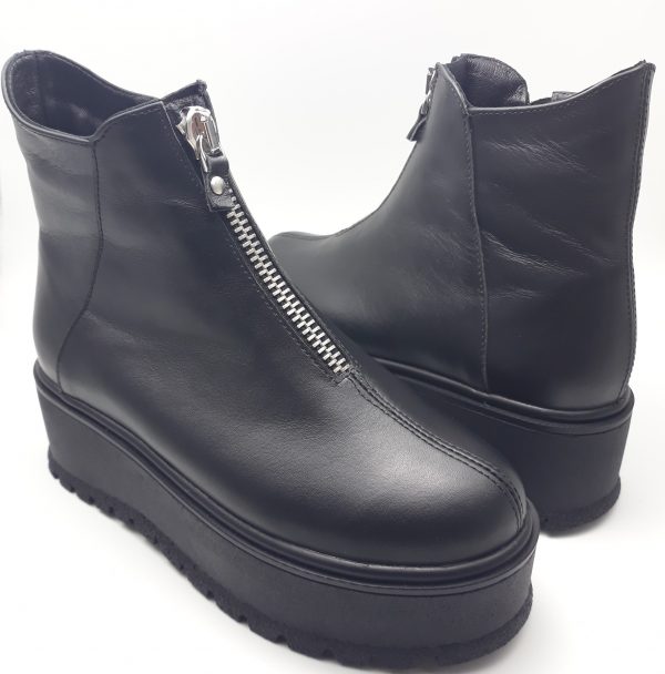 Ghete dama din piele naturala neagra - imagine 2