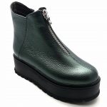 Ghete dama din piele naturala bizonata verde