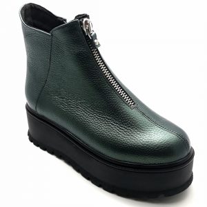 Ghete dama din piele naturala bizonata verde