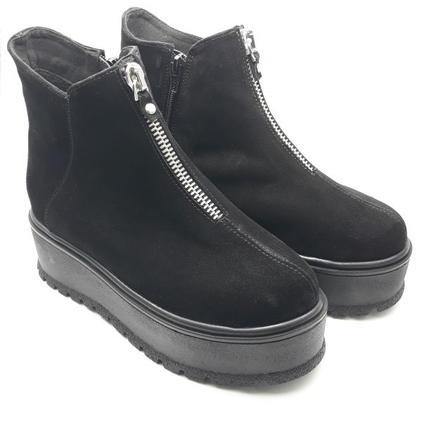 Ghete dama din piele naturala intoarsa neagra - imagine 2