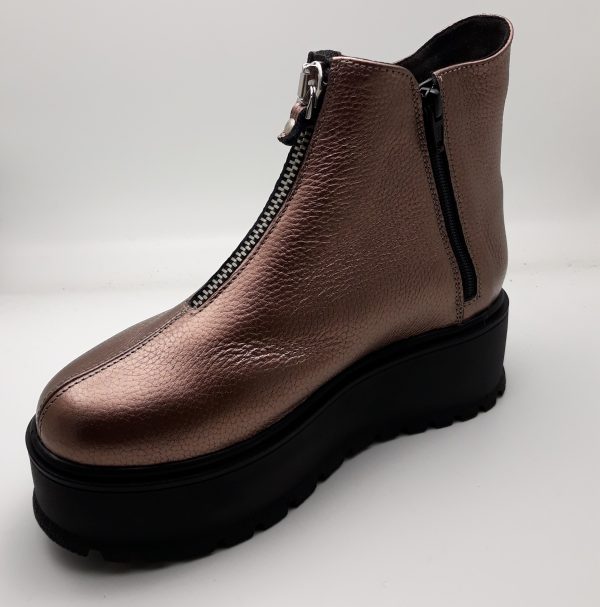 Ghete dama din piele naturala bizonata rose gold - imagine 2