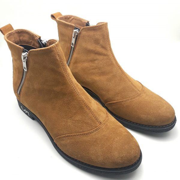 Ghete dama din piele naturala intoarsa camel - imagine 3