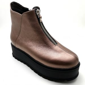 Ghete dama din piele naturala bizonata rose gold
