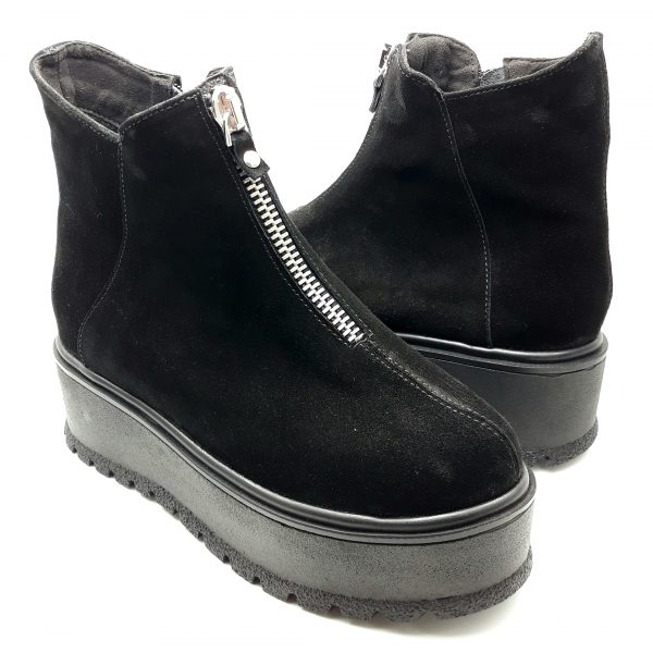 Ghete dama din piele naturala intoarsa neagra - imagine 3