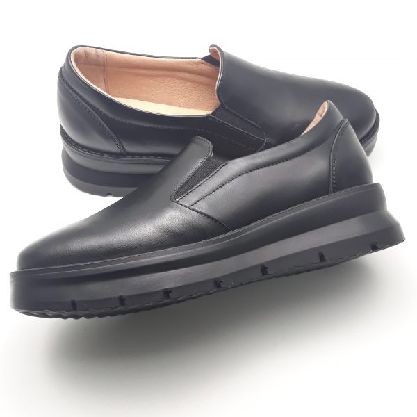 Pantofi dama cu elastic din piele naturala neagra - imagine 3