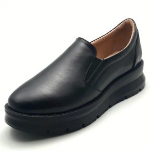 Pantofi dama cu elastic din piele naturala neagra