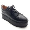 Pantofi dama cu siret din piele naturala neagra