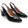 Pantofi decupati cu toc gros din piele naturala neagra - imagine 3