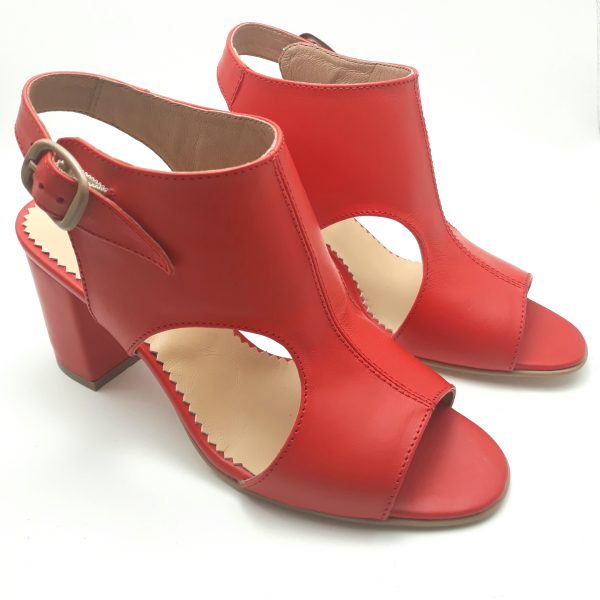 Sandale dama din piele naturala rosie - imagine 3