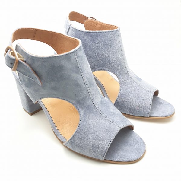 Sandale dama din piele naturala intoarsa bleu - imagine 3