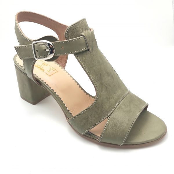 Sandale dama din piele naturala verde kaki