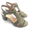 Sandale dama din piele naturala verde kaki - imagine 3