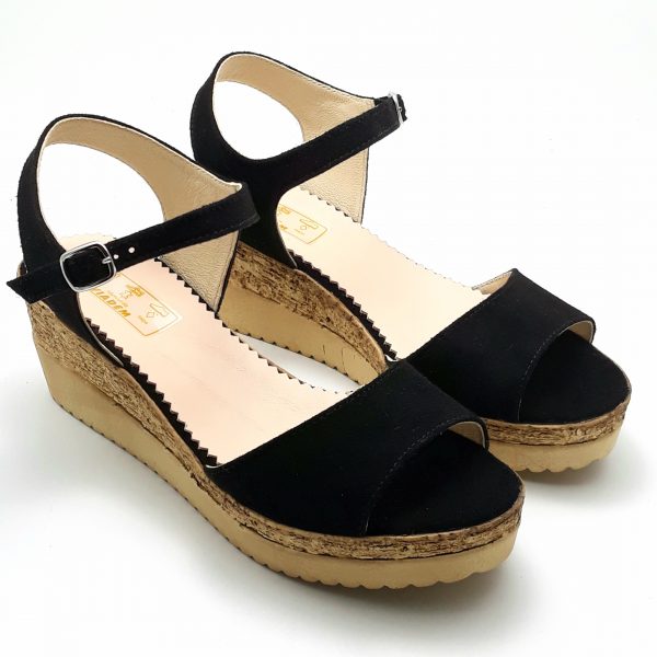 Sandale dama din piele naturala intoarsa neagra - imagine 2