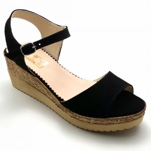 Sandale dama din piele naturala intoarsa neagra