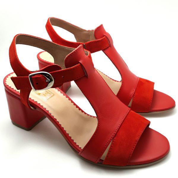 Sandale dama din piele naturala rosie - imagine 3