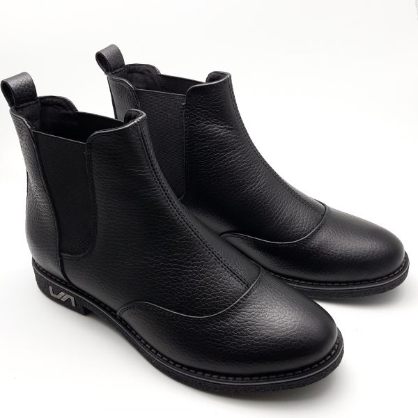 Ghete dama cu elastic din piele naturala bizonata neagra - imagine 2