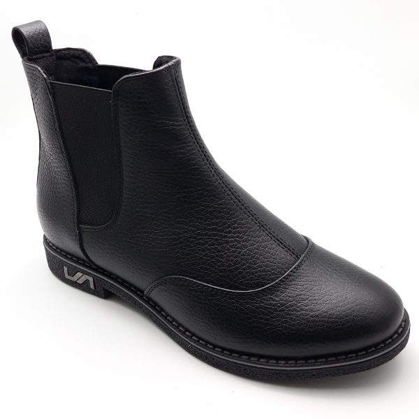 Ghete dama cu elastic din piele naturala bizonata neagra