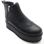 Ghete dama din piele naturala bizonata neagra